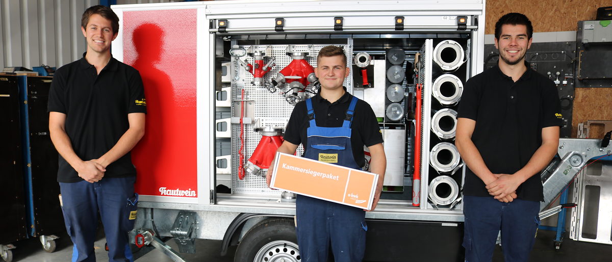 Ausbilder Matthias Trautwein, Kammersieger Oliver König, Ausbilder Raphael Trautwein Ausbilder Matthias Trautwein, Kammersieger Oliver König, Ausbilder Raphael Trautwein