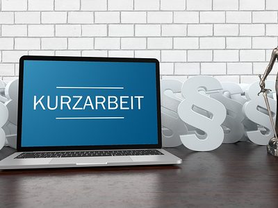 German text Kurzarbeit, translate Short-Time Working. Eps 10 vector file. Schlagwort(e): short-time working, lady justice, justitia, work, law, regulation, government, short-time, short, order, unemployment, time, job, money, sentence, wood, coronavirus, crisis, covid-19, consulting, advice, counselor, notebook, laptop, advocate, pandemic, epidemic, time, work, working, up, solution, worker, employe, employment, employer, employee, 3d, illustration