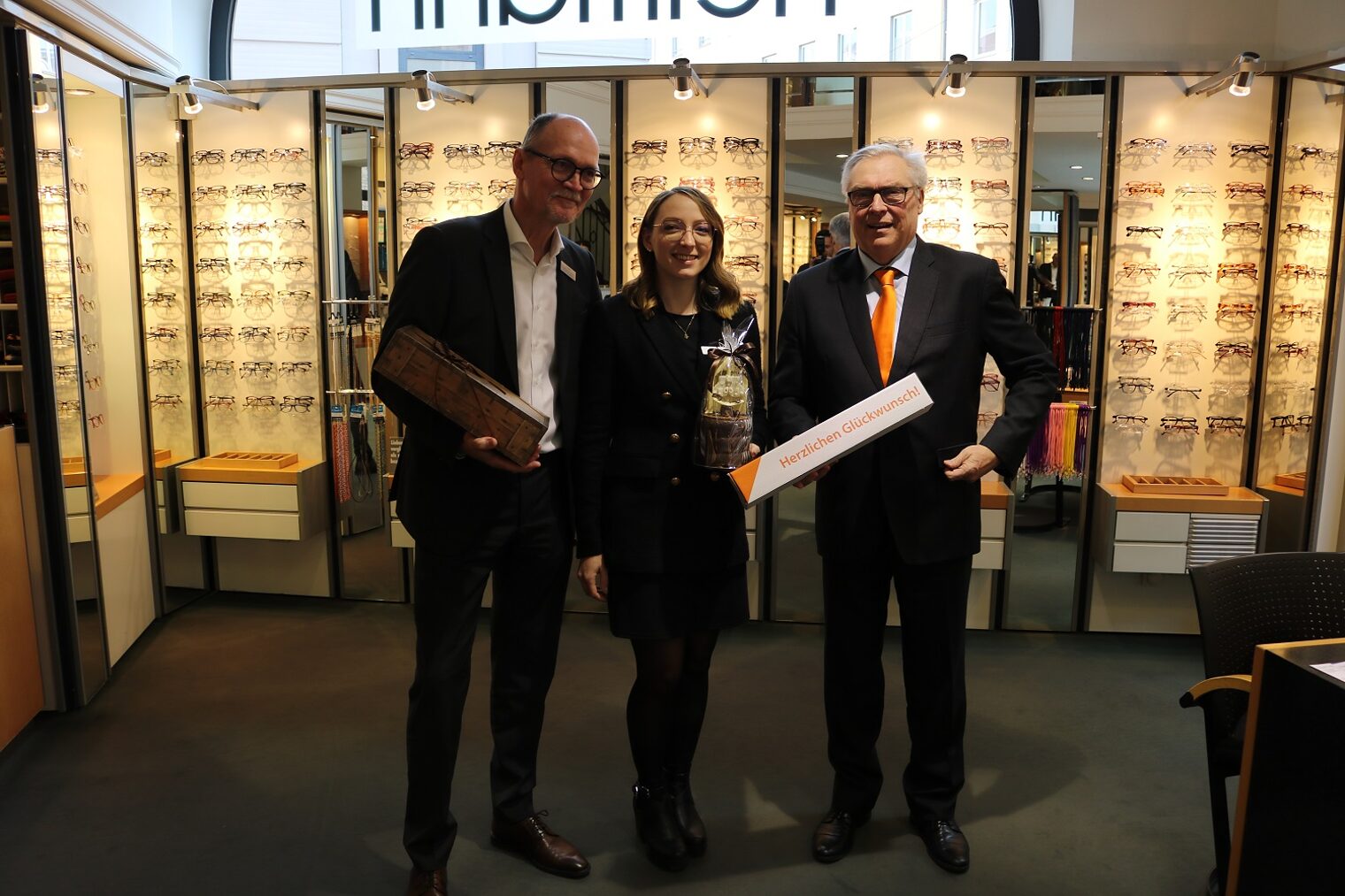 Fielmann Augsburg, Jörg Laier, Rebekka Stölzle, Hans-Peter Rauch (Präsident HWK Schwaben)